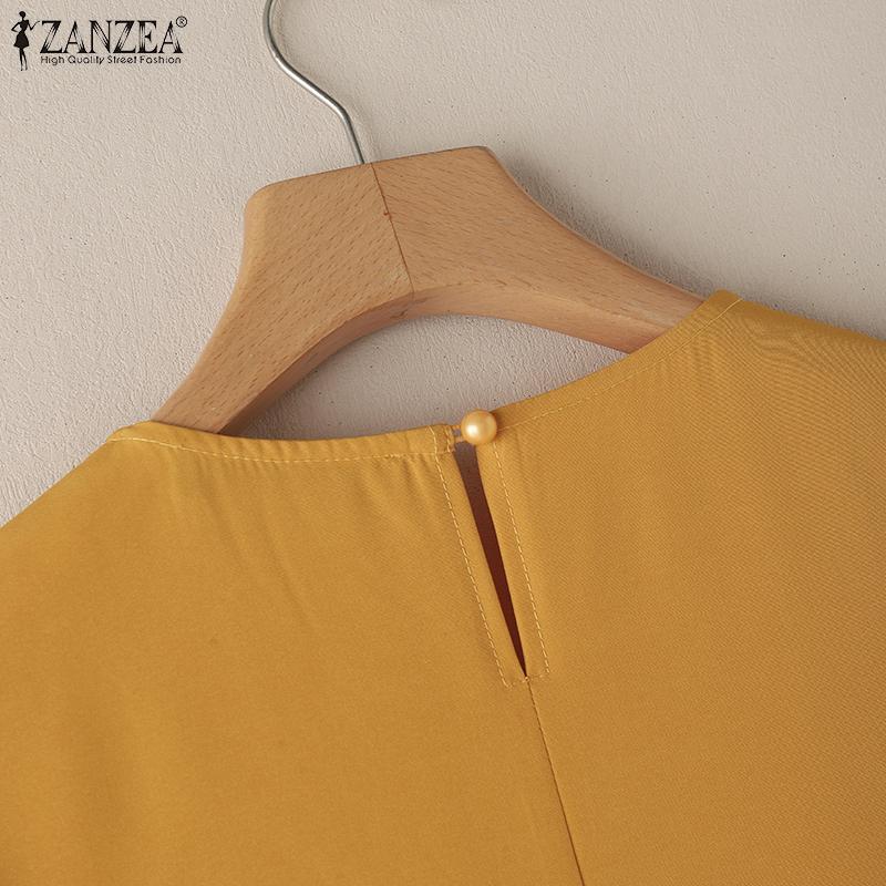 ZANZEA Women Casual Doll Collar Loose Summer Short Sleeve Dress