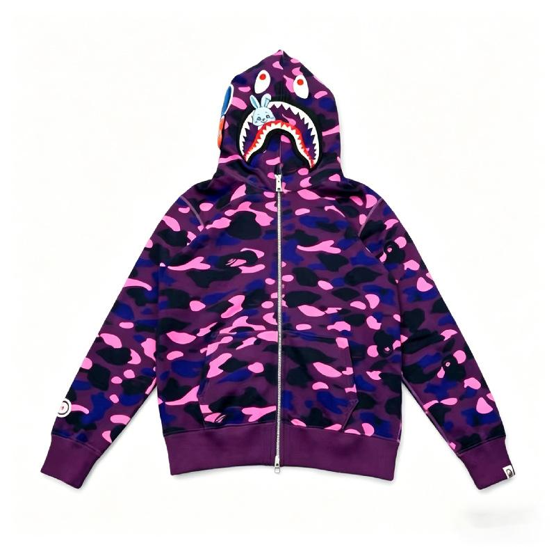 Trendy Brand Shark Head Camouflage 3D Printing Men and Women Couple Zipper To Head Sweater