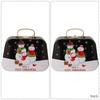 Holiday Gift Tin Box Christmas Metal Treat Container with Handle and Lid Closure for Small Gifts, Dessert Table Use