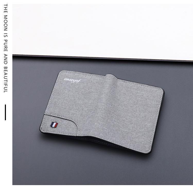 Vertical Canvas Leather Money Clip Men's Wallet