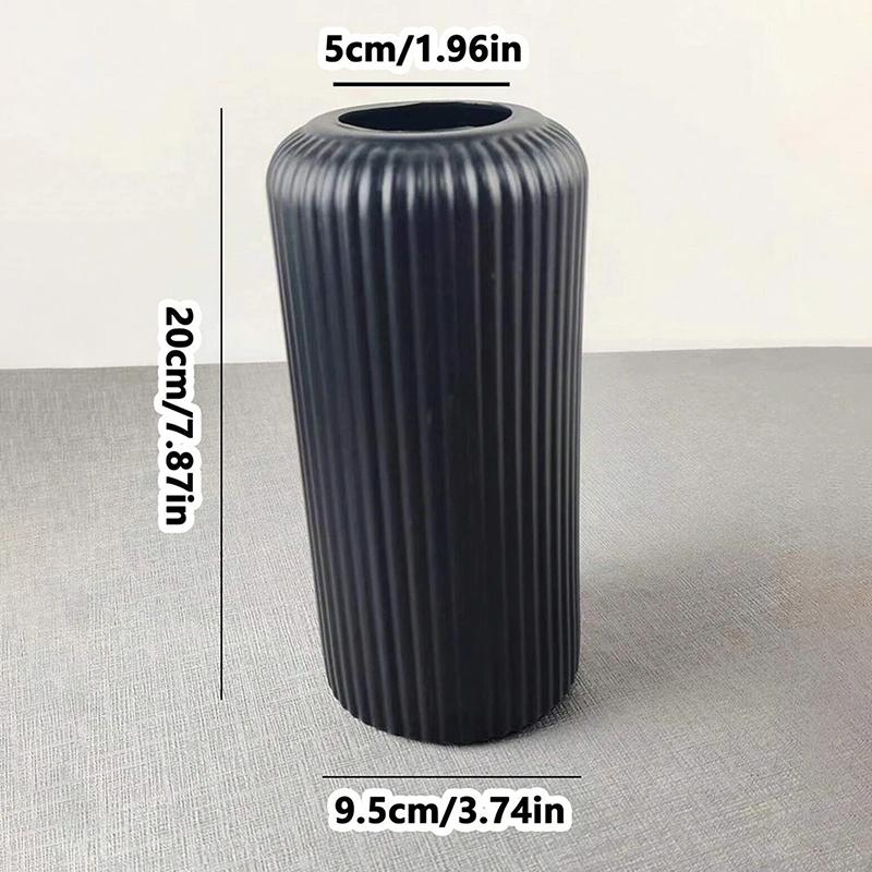 Striped Ceramic-Like Plastic Vase for Flowers Decorative Floral Arrangement Display Creative Little Flower Vase