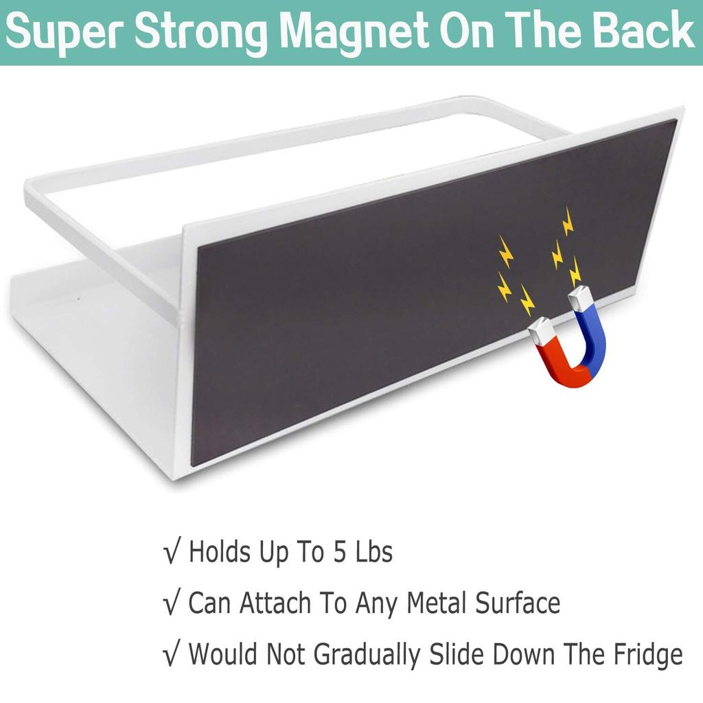 Black White Magnetic Absorption Rack Spice Seasoning Organizer Space Saver For Refrigerator Microwave Oven Metal Flat Shelf