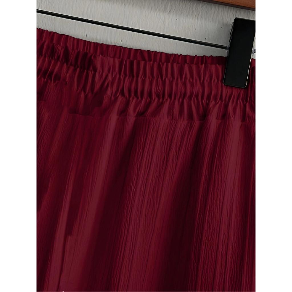 Men's Button Textured Casual Striped Short Sleeved Shirt and Elastic Straight Leg Pants Set, 2-piece Set