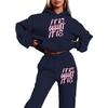 Sports and Leisure Sweater Set Letter Printed Simple Women's Sweater Set Autumn Long Sleeve Hooded Sweatshirt