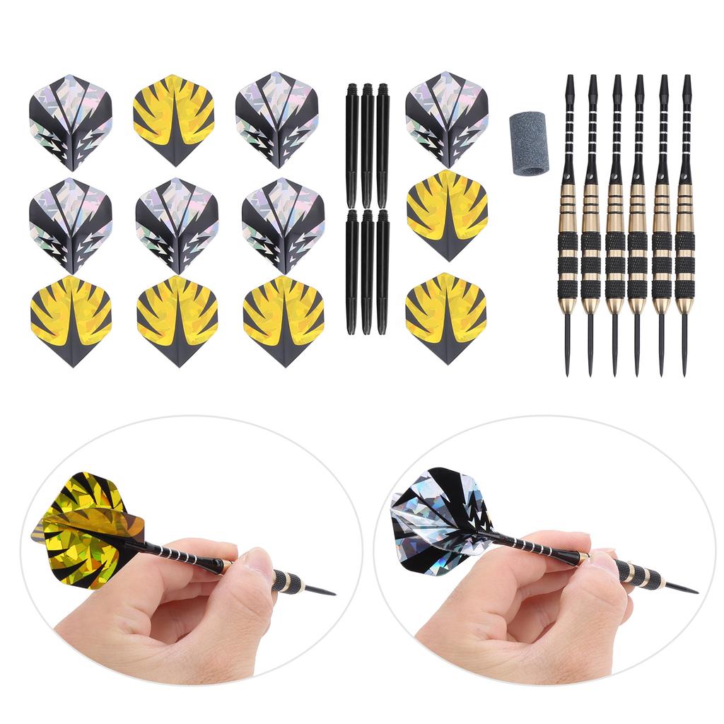 Darts Kit 12 Dart Tail Flights Shafts Black Nickel Copper Hard Tip Detachable Sports Game Supplies