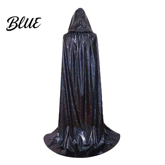 Multi-color Costume Cape Shiny Hooded Cape Iridescent Full Length Cloak Sparkly Unisex Elegant Flowing Cloak for Halloween Masquerade Party