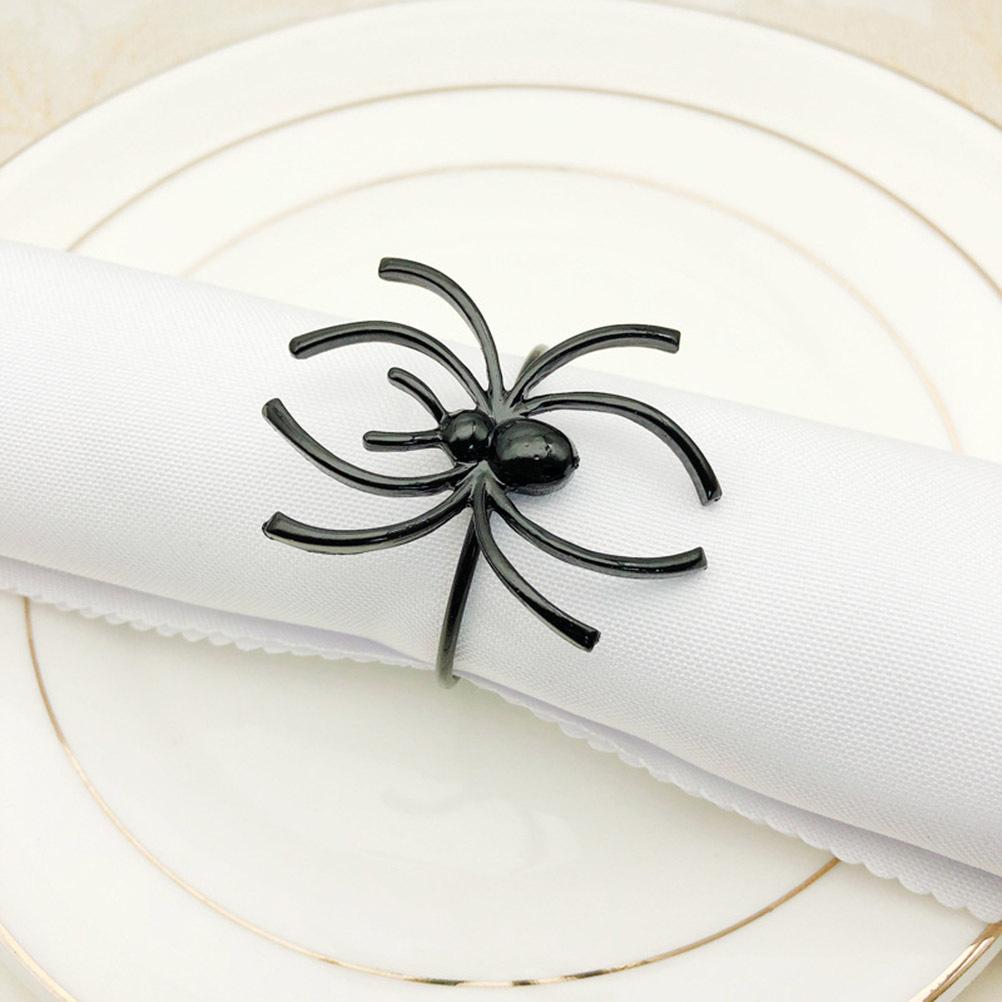 6Pcs Halloween Spider Napkin Rings Fine Texture Alloy Design for Family Reunion Craft Projects Dining Decor Napkin Ring