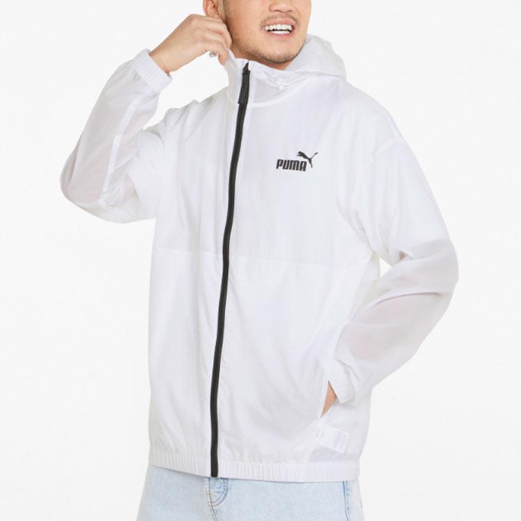 Puma Solid Color Logo Casual Hooded Jacket Men Outerwear White 849444-02