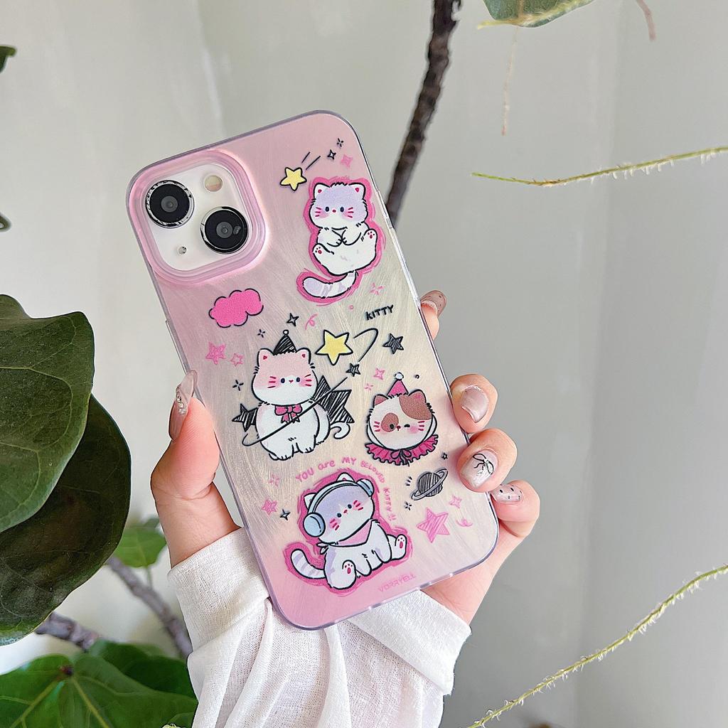 Etui silikonowe Laser Cute Cat do Xiaomi Redmi Note 12 11 10 Samsung A54 A24 A14 Oppo A78 A58 A38 Infinix Note 30 Funda Painted Cover Soft TPU Bumper