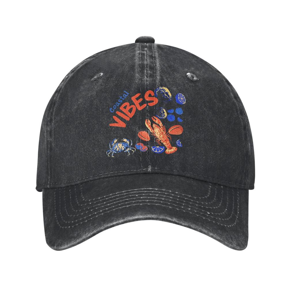 Vintage Lobster Ocean Life Baseball Cap Distressed Denim Washed Headwear Unisex Women Outdoor Activities Adjustable Fit Caps Hat