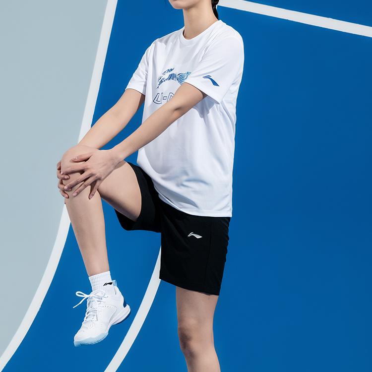 Li Ning Sports Casual Simple Solid Color Letter Round Neck Pullover Comfortable Breathable Badminton Shirt Unisex tops White AHSV055-2