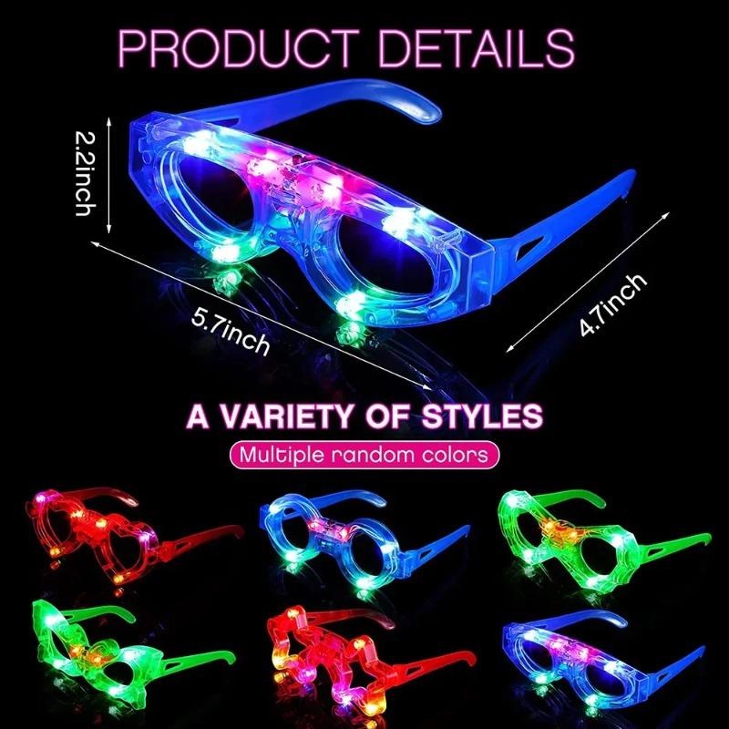 1-50PCS LED Light Up Glasses Neon Glow in Dark Party Favor for Adults Kids Birthday Wedding Festival Costume Accessories