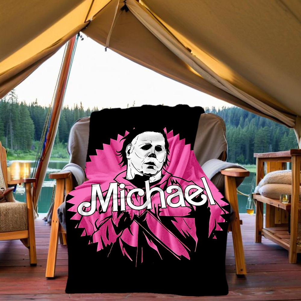 1pc Horror Icon Outdoor Blanket Lightweight Flannel, Soft & Warm, All Season Use for Sofa, Outdoor, Camping, Living Room, Office, Chair