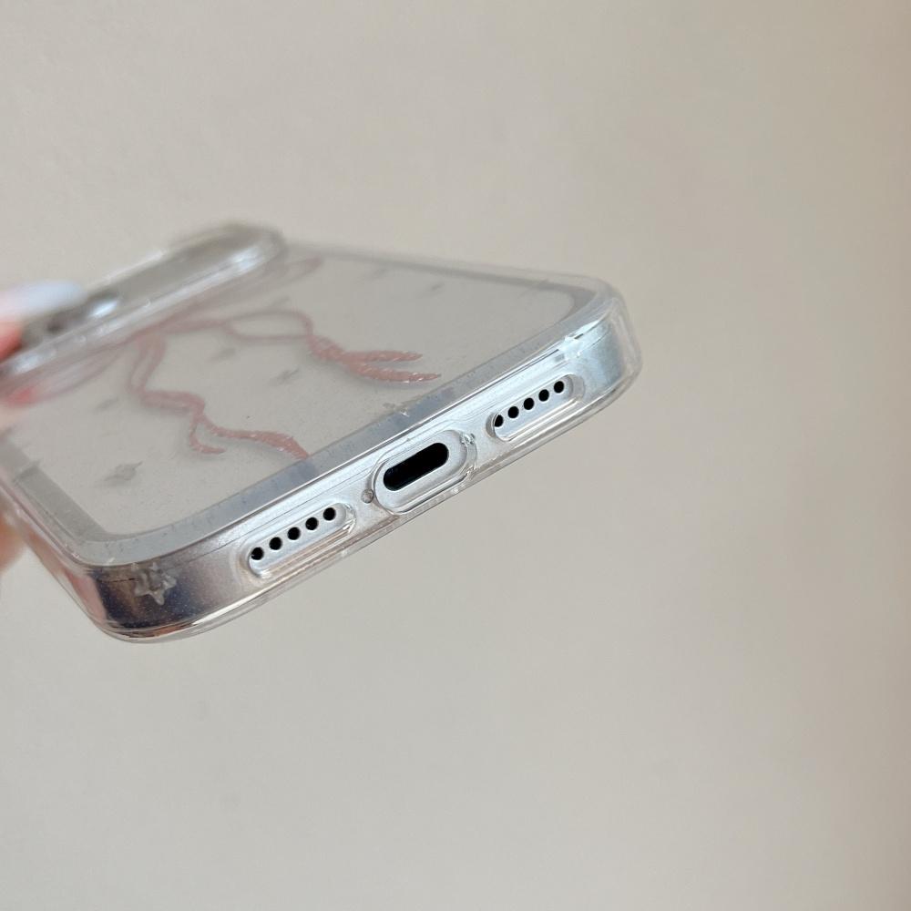 Aplicável à capa de telemóvel Apple 17promax laço com glitter iphone16pro transparente super popular explosão 15 única bonita senso avançado 14