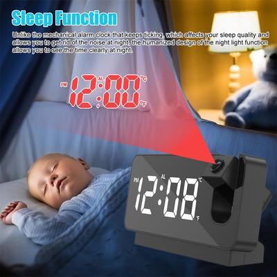 Neuer Projektionswecker Digitaluhr mit 180° drehbarem Projektor-Thermometer und Hygrometer 7,3 Zoll LED-Display 500 mA