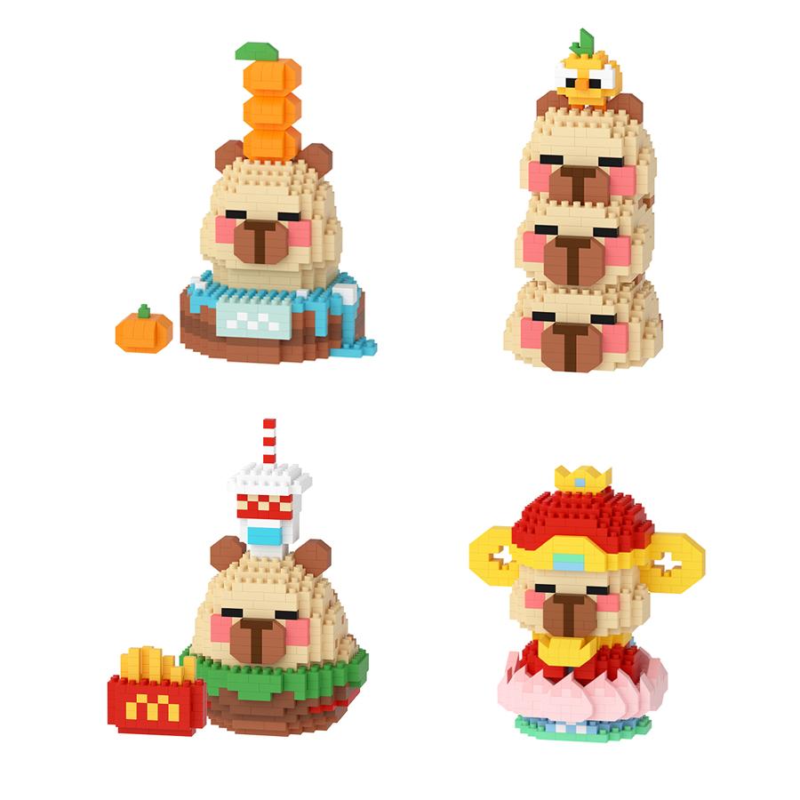 Kawaii Guinea Pig Mini Building Blocks Kids Toys Pufferfish Cartoon Figures Micro Blocks Educational Toys Gift For Kids