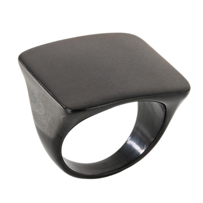 Anillo Cuadrado Contemporáneo de Acero Inoxidable Artesanal Joyería Resistente al Deslustre Para Ocasiones Casuales O Formales
