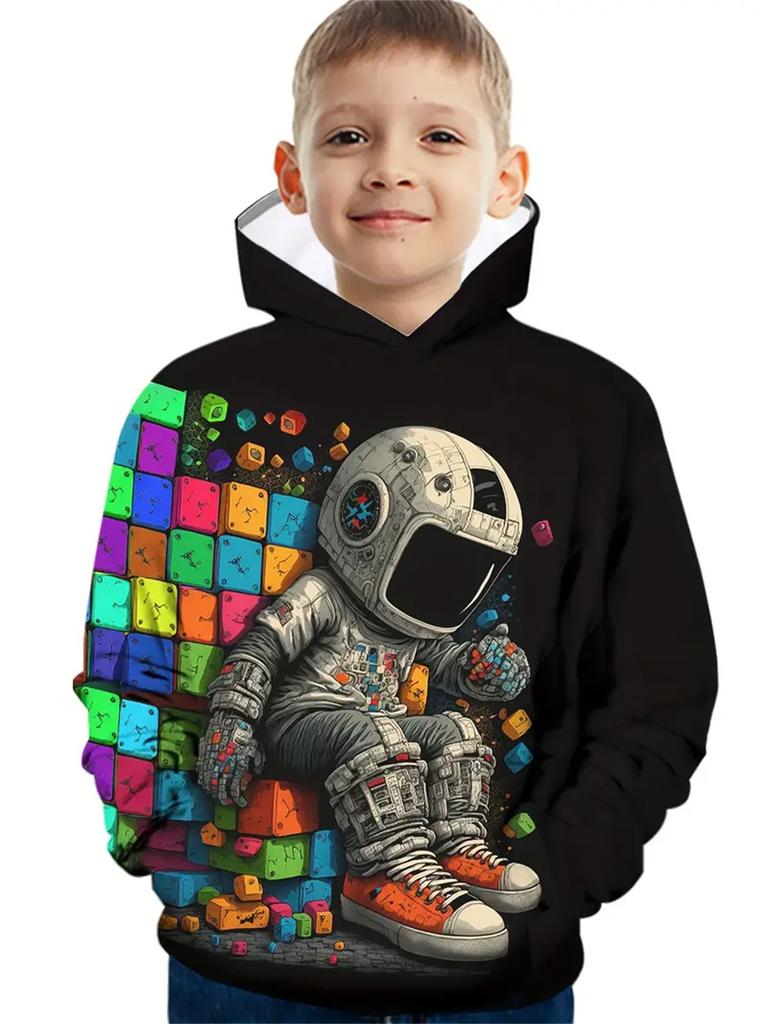 Fajne Gamepady Chłopięce Casual Długie Rękawy Bluzy Chłopięce Bluzy Jesień Wiosna Bluzy Z Kapturem Topy Outdoor Kolorowe Dziecięce Ubrania