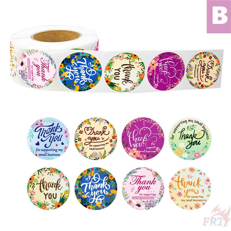 500Pcs/Roll Flowers Thank You Kids Rewards Stickers - DIY Scrapbooks Album Decor Sealing Label Decals