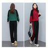 Women's Spring/Autumn Casual Sportswear Set - Loose, Age-Reducing, Spliced Sweatshirt Two-Piece Ensemble