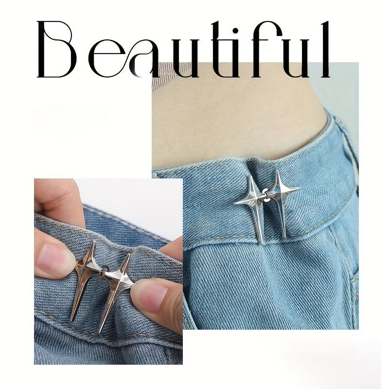 1 Pair Waist Buckle, A Star Shaped Waist Buckle Decorative Buttons, No Sewing, Detachable Button For Waist Adjustment