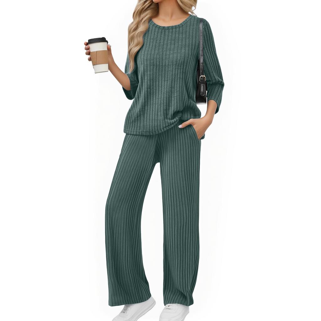 Women's Casual Fashion Comfortable Tops And Pants Home Pajamas Set