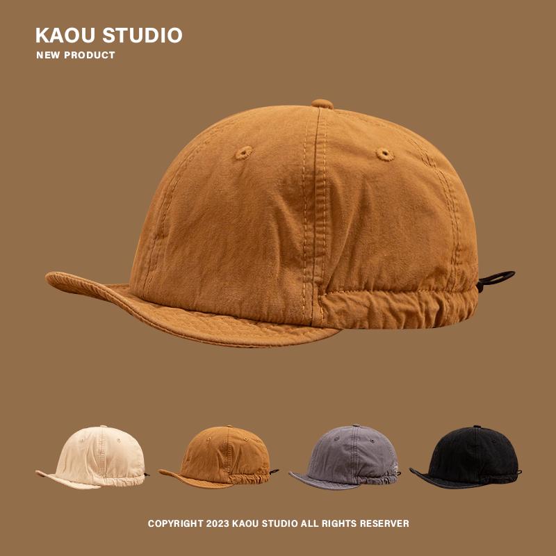 Freedom Outdoors Women's Black Cotton Soft Brim Hat Trendy Men's Fashion New Short-Brimmed Peaked Cap Pure Color All-Matching Baseball Cap Four Seasons Cm