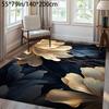 Diamond Velvet Mat Anti Slip Point Plastic Backing Nordic 3D Floral Dark Blue Golden Large Area Mat Living Room Bedroom Office