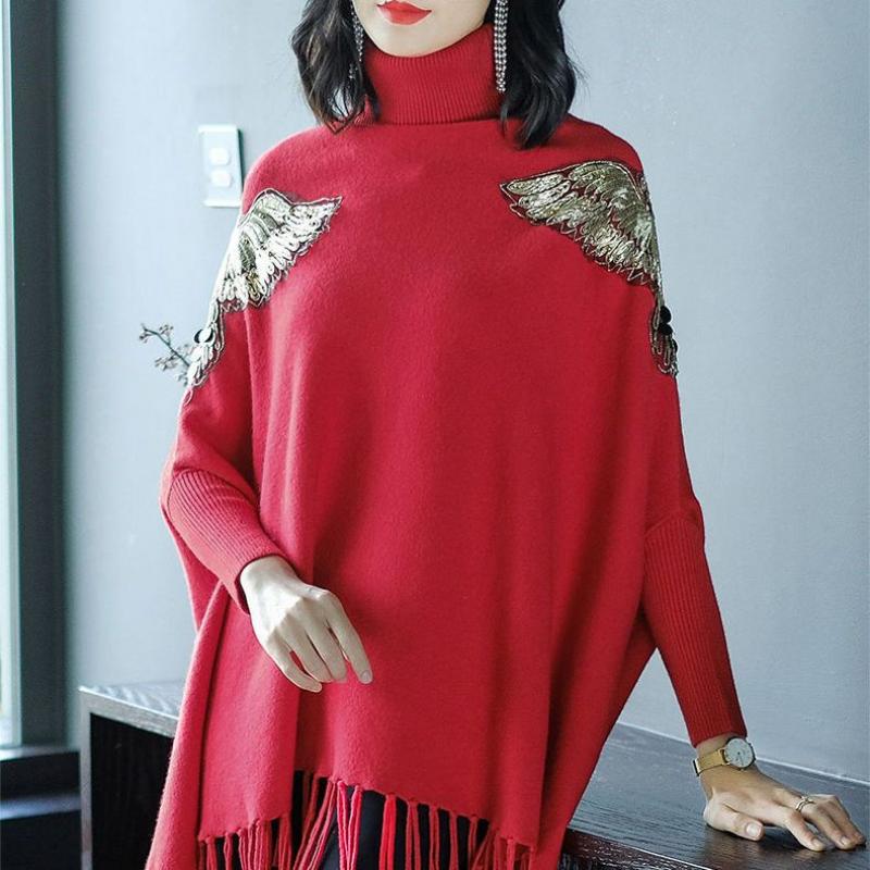 Chemisier Poncho Pull Noir Brodé Lucky Brand - Taille L/XL, Neuf Avec étiquette