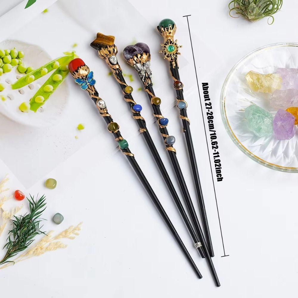 DIY Handmade Fairy Stick Halloween Prop Magic Scepter Creative Crystal Magic Wand Holiday Gift