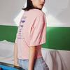 Li Ning Sports Fashion Series Back Hand-Painted Logo Letter Print Round Neck Casual Short Sleeve T-Shirt Women Tops Pink AHSQ068-2