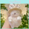 Plush Rabbit Keychain With Floral Ear And Straw Hat Design For Cute Accessory And Gift