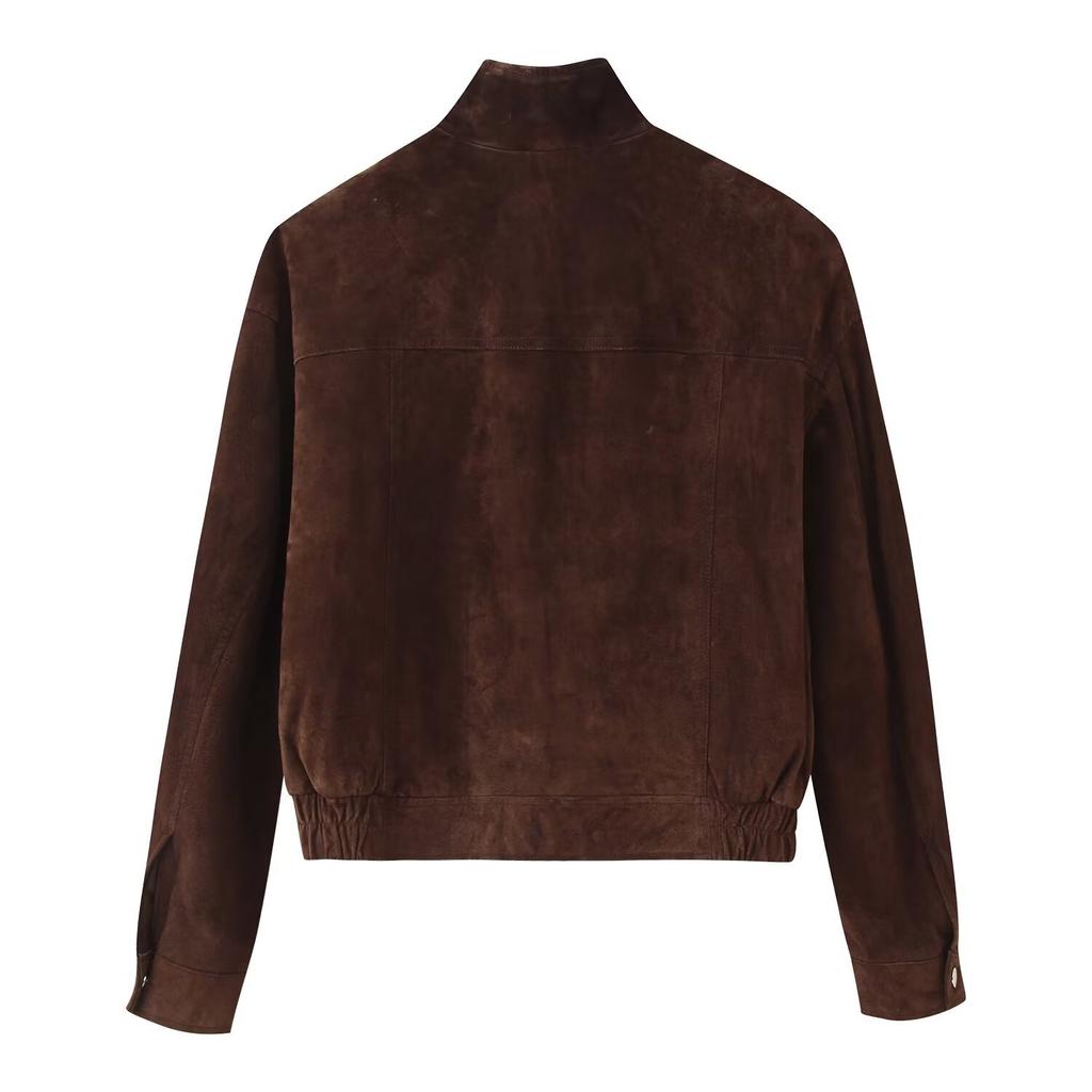 European and American style, new women's clothing, fashionable pockets with anti-velvet bomber jacket