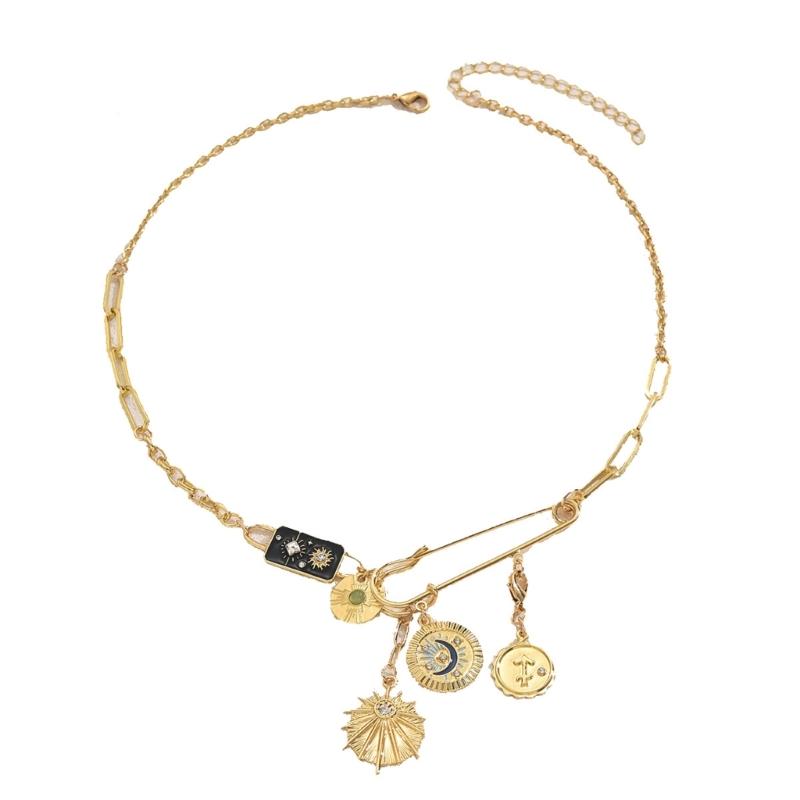 

Elegant Sun Moon Pendant Chokers Necklace Pendant Sturdy Alloy Jewelry Gift Conveninet for Trendy Women Daily Wear 1