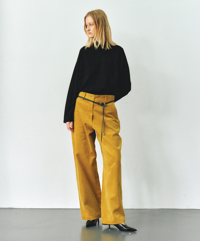 Aente Corduroy Wide Pants -Mustard