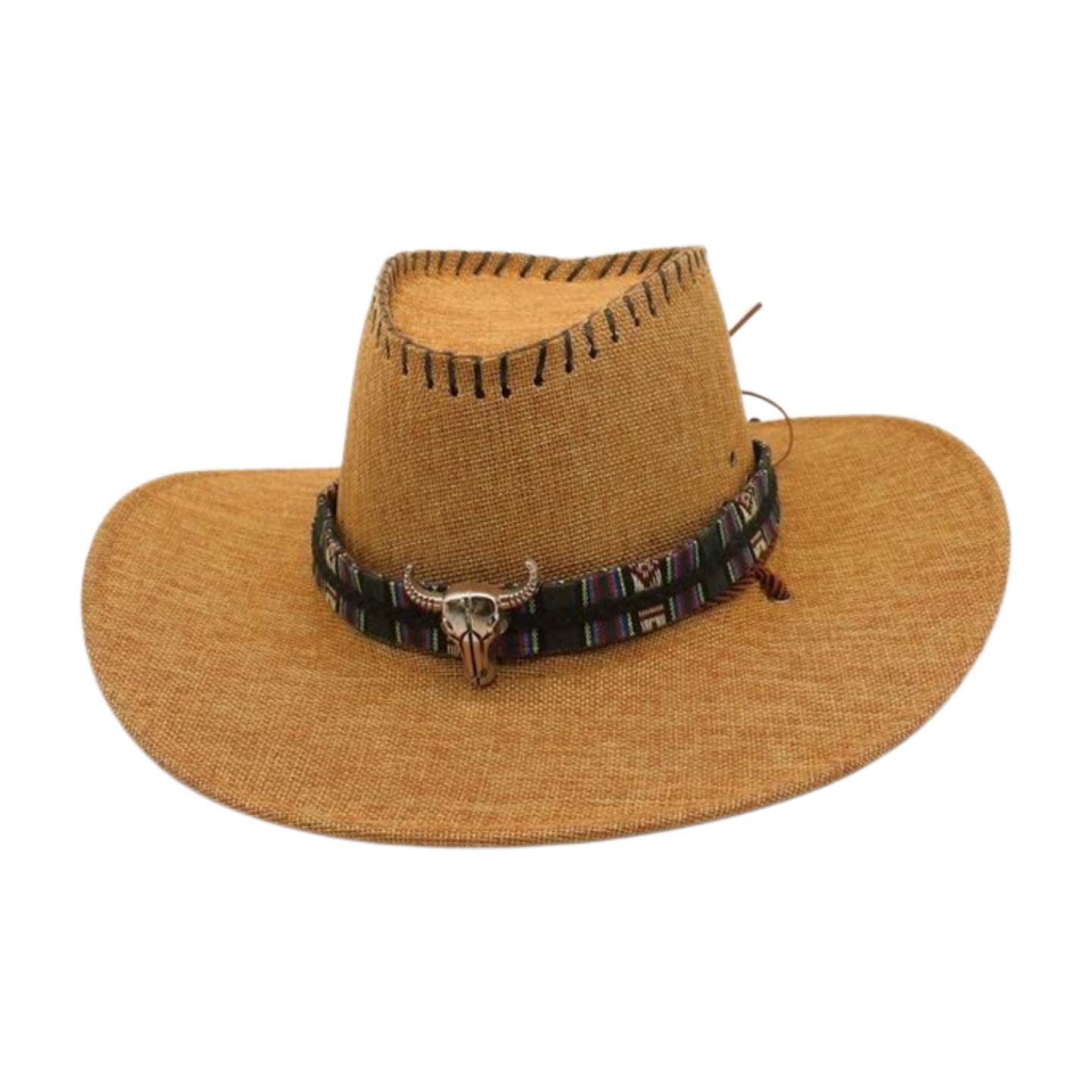 

Premium Ethnic Tibetan Accessories Stage Performance Top Hat Retro Jazz Elegant Jazz Hat one size fits all [western cow]