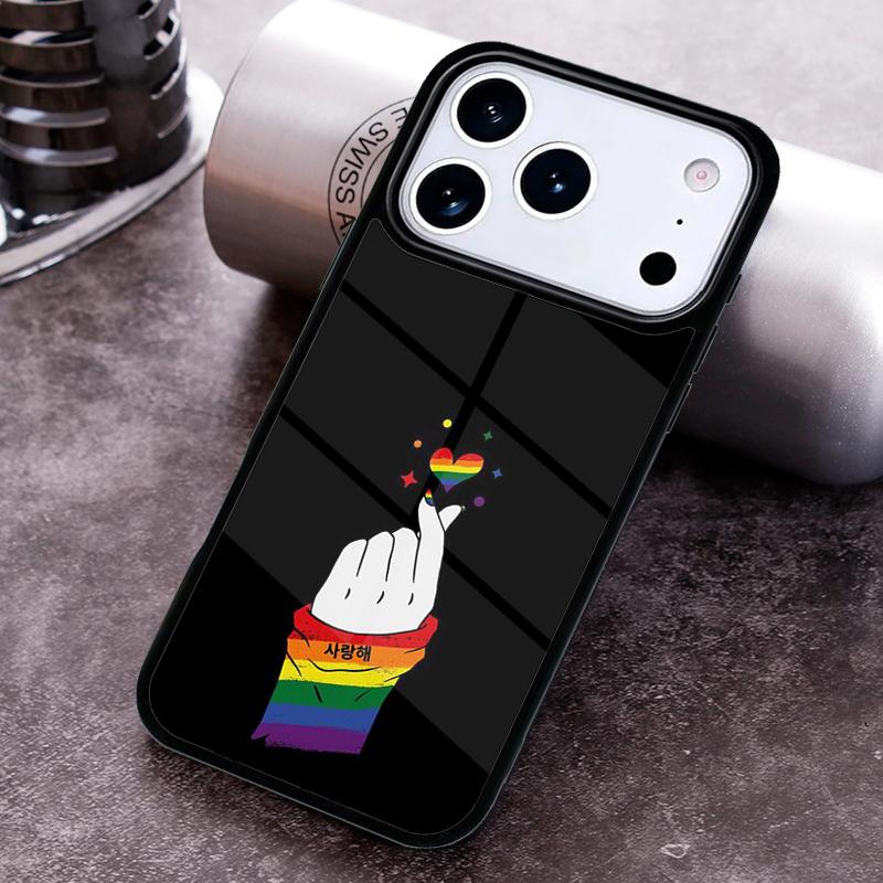 Rainbow Gay LGBT Finger Phone Case for iPhone 17 16 15 Pro Max Air 14 13 12 11 Plus Shockproof Capa Cover
