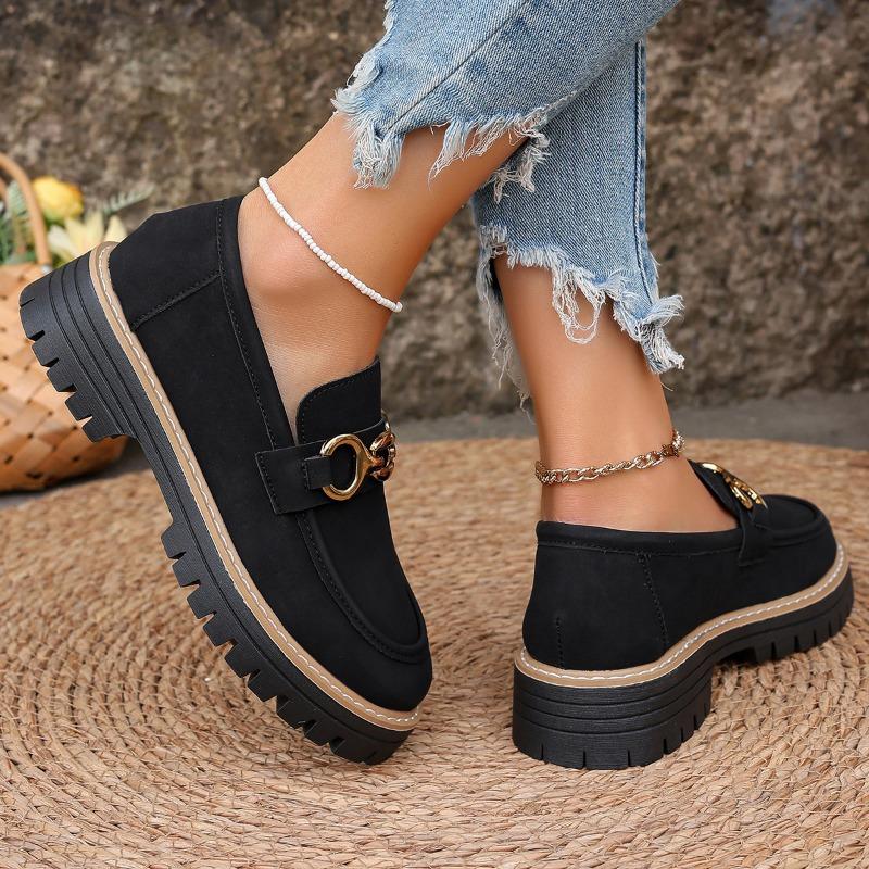 New Buckle Thick Bottom Low-top Single Shoes Women's Large Size Retro Foot Shoes Wish Source