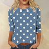 Damen Polka Dot T-Shirt Hals Dreiviertelarm Lässiges Sommer Oberteil