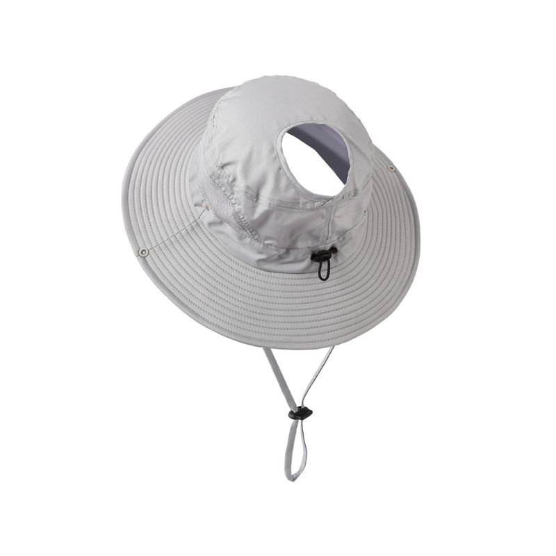 

Bucket Hat Exposed Ponytail Easiest for Match Quick-Drying Breathable Hat Summer Outdoor Fishing UV Protection Sun Hat Low horsetail light gray Breathable horsetail hole