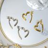 Gold Heart Earrings Light Luxury Titanium Steel Earrings Niche Design Peach Heart Stud Earrings