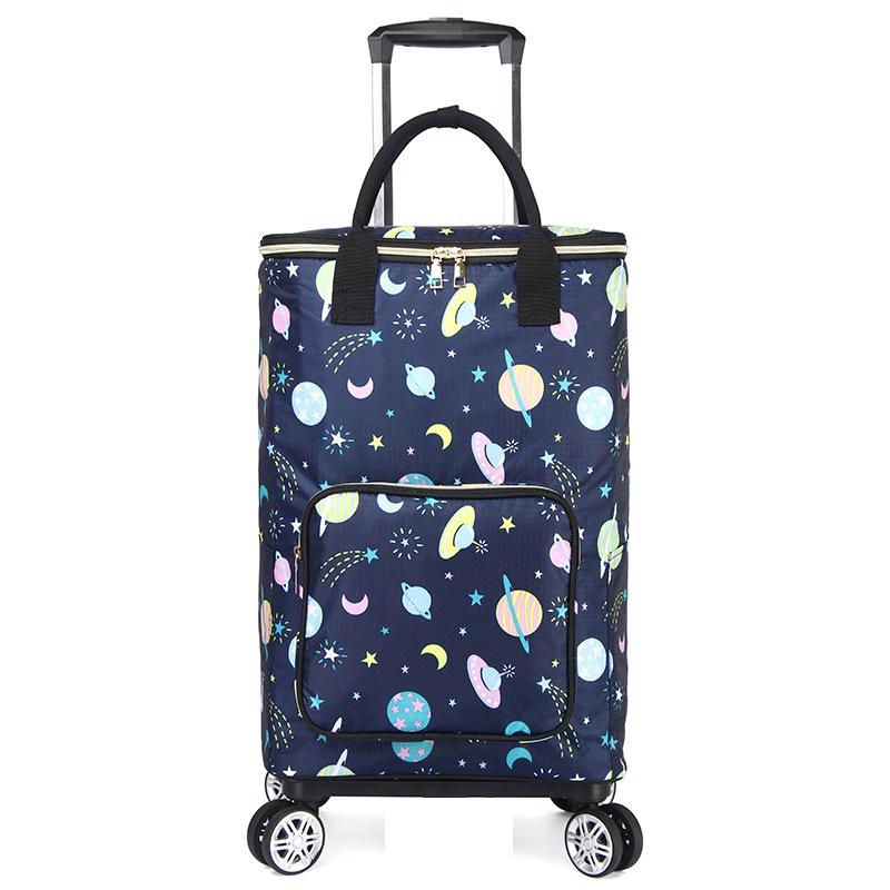 Stylish Insulated Foldable Shopping Cart with Universal Wheels