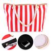 Shoulder Bag Striped Handheld Canvas Multipurpose Large Capacity Shopping Bag for Beach