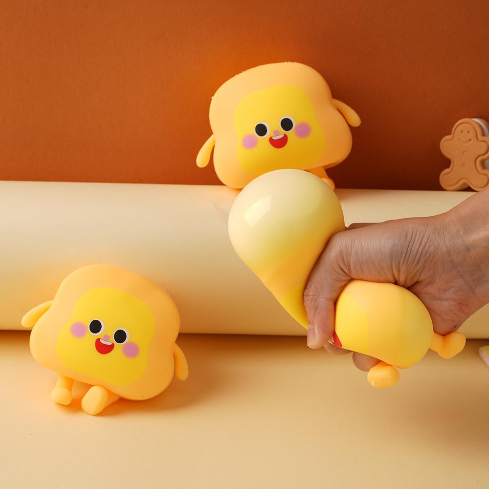 Cute Smile Bread Squishy Stress Ball Soft Sensory Fidget Squeeze Anti Stress Toy Fun Dough Ball Anxiety Squish Party Favor Gift
