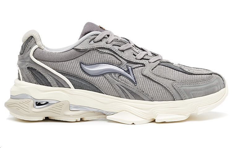 LI NING 1990 Suede Cushioning Slip Resistant Abrasion Resistant Low top Running Shoes Men's Haze Gray ALFR119-2