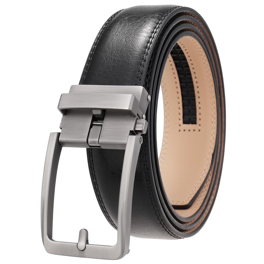 Anti-Needle Automatic Buckle Belt, Men'S Belt, Two-Layer Cowhide Belt Ly36-561948-1