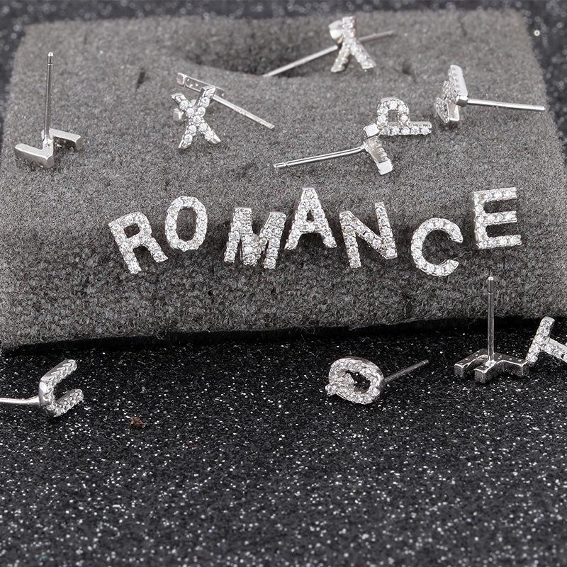 Street Style Diamond Alphabet Earrings: Romantic Travel-Inspired Simple Design for Women