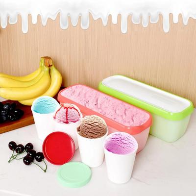 DIY Reusable Rectangular Ice Cream Box Plastic Ice Cream Box Household Use Kitchen Refrigerator Storage Box Container with Lid