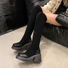 Small thick-soled high-heeled elastic thin socks boots 2025 autumn and winter new retro Maillard knee boots women
