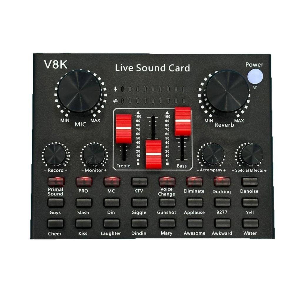 V8K Ses USB Harici Ses Kartı Çoklu Taşınabilir Mikrofon Canlı Yayın Ses Kartı Cep Telefonu Bilgisayar için